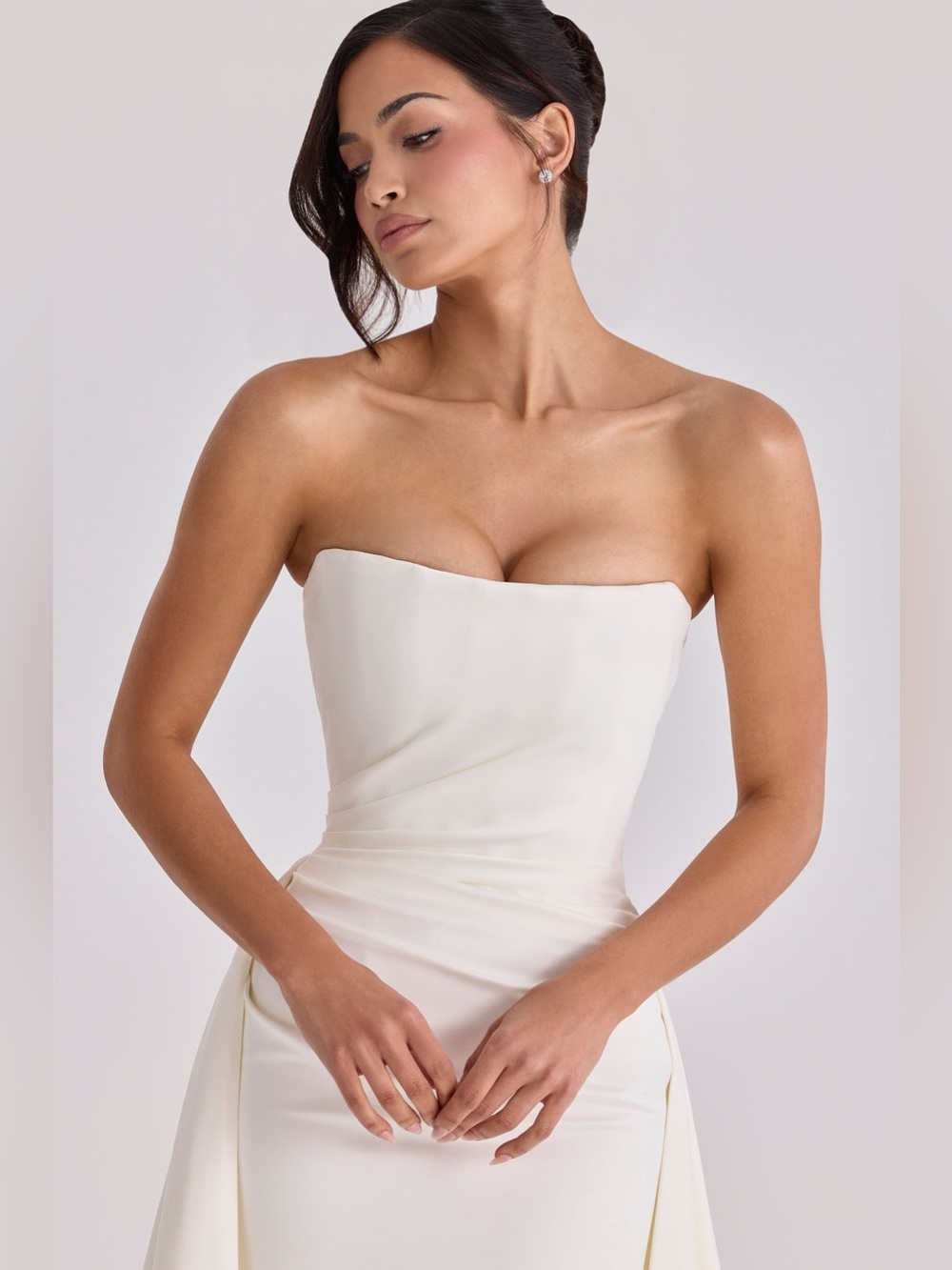 House of CB SABRINA Ivory Satin Strapless Bridal Gown NWT - Picture 6 of 16